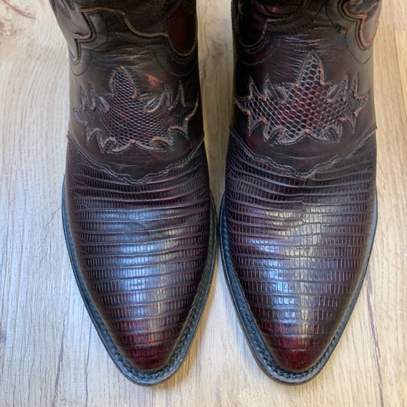 Lucchese M2901 J4 Lizard Boots Black Cherry Cowboy Boots SOLD - Picture 3 of 7